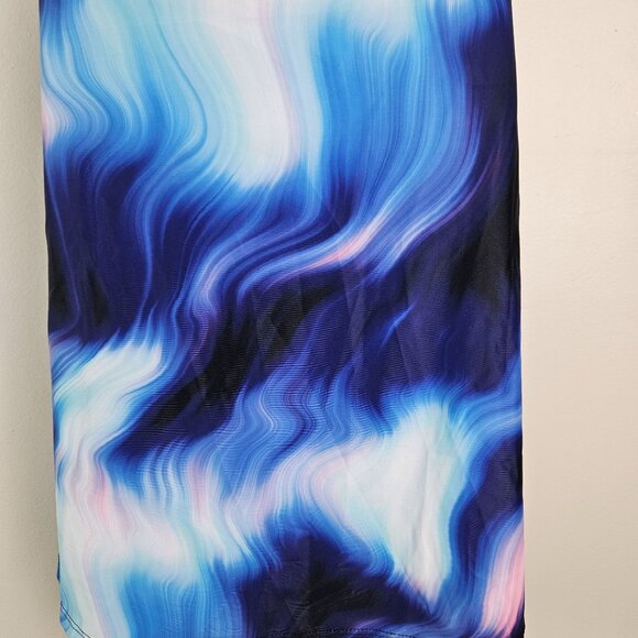 Womens Tankini Two Piece Swimsuit Plus Size 5XL Wave Pattern Comfortable Fit - Picture 8 of 10